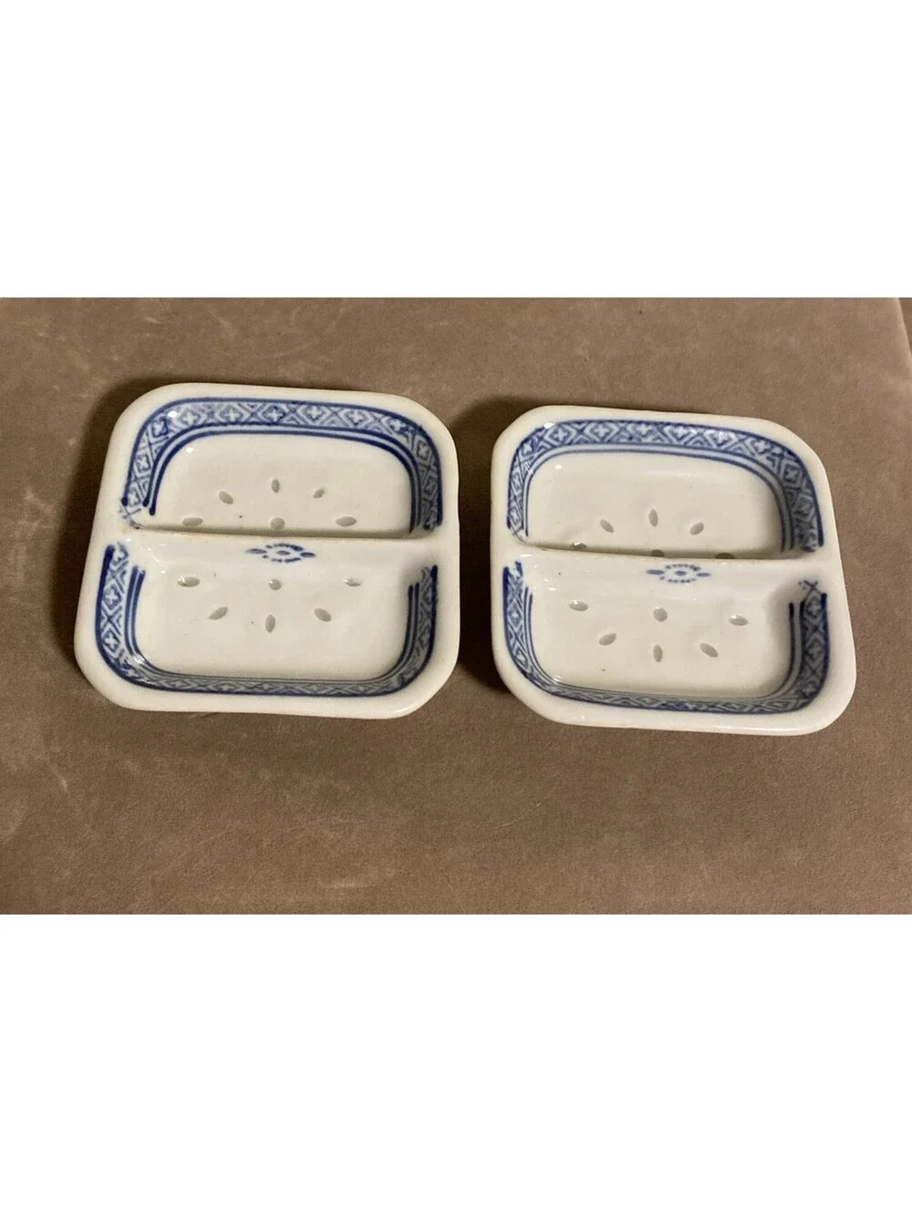 Watermelon Sauce Divided Dish Square 2 Count Blue & White 3